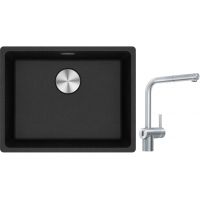 Franke Maris MRG 110-52 zlewozmywak 52x40 cm Fragranite onyx z baterią kuchenną Atlas Neo Sensor stal szlachetna (1250687253, 1150625523)