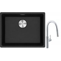 Franke Maris MRG 110-52 zlewozmywak 52x40 cm Fragranite onyx z baterią kuchenną Pescara L Slide-In chrom (1250687253, 1150538940)