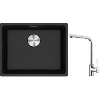 Franke Maris MRG 110-52 zlewozmywak 52x40 cm Fragranite onyx z baterią kuchenną Sirius Side chrom (1250687253, 1150668280)