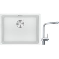 Franke Maris MRG 110-52 zlewozmywak 52x40 cm Fragranite biały polarny z baterią kuchenną Atlas Neo Sensor stal szlachetna (1250687255, 1150625523)