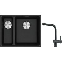 Franke Maris MRG 160-34-15 zlewozmywak 55x43 cm Fragranite onyx z baterią kuchenną Atlas czarna stal szlachetna (1250687269, 1150550427)