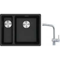 Franke Maris MRG 160-34-15 zlewozmywak 55x43 cm Fragranite onyx z baterią kuchenną Atlas stal szlachetna (1250687269, 1150521439)