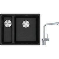 Franke Maris MRG 160-34-15 zlewozmywak 55x43 cm Fragranite onyx z baterią kuchenną Atlas Neo Sensor stal szlachetna (1250687269, 1150625523)