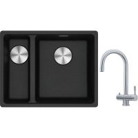 Franke Maris MRG 160-34-15 zlewozmywak 55x43 cm Fragranite onyx z baterią kuchenną Eos stal szlachetna (1250687269, 1200179979)