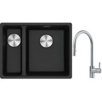 Franke Maris MRG 160-34-15 zlewozmywak 55x43 cm Fragranite onyx z baterią kuchenną Eos stal szlachetna (1250687269, 1150590045)