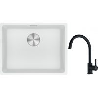 Franke Maris MRG 110-52 zlewozmywak 52x40 cm Fragranite biały polarny z baterią kuchenną Lina onyx (1250687255, 1150626020)