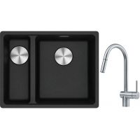 Franke Maris MRG 160-34-15 zlewozmywak 55x43 cm Fragranite onyx z baterią kuchenną Leda Neo stal szlachetna (1250687269, 1150590047)