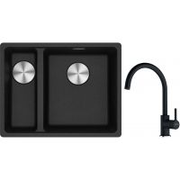 Franke Maris MRG 160-34-15 zlewozmywak 55x43 cm Fragranite z baterią kuchenną Lina onyx (1250687269, 1150626020)