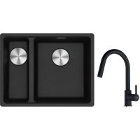 Franke Maris MRG 160-34-15 zlewozmywak 55x43 cm Fragranite z baterią kuchenną Lina onyx (1250687269, 1150626055)