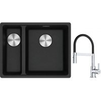 Franke Maris MRG 160-34-15 zlewozmywak 55x43 cm Fragranite onyx z baterią kuchenną Lina chrom/czarny (1250687269, 1150626085)