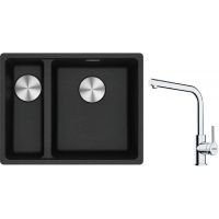 Franke Maris MRG 160-34-15 zlewozmywak 55x43 cm Fragranite onyx z baterią kuchenną Lina chrom (1250687269, 1150693230)