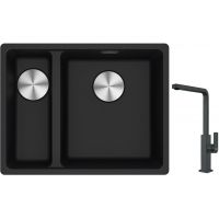 Franke Maris MRG 160-34-15 zlewozmywak 55x43 cm Fragranite onyx z baterią kuchenną Mythos czarna (1250687269, 1150550441)