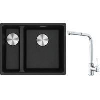 Franke Maris MRG 160-34-15 zlewozmywak 55x43 cm Fragranite onyx z baterią kuchenną Sirius Side chrom (1250687269, 1150668280)