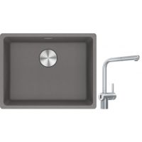 Franke Maris MRG 110-52 zlewozmywak 55x43 cm Fragranite kamienny szary z baterią kuchenną Atlas Neo Sensor stal szlachetna (1250687254, 1150625523)