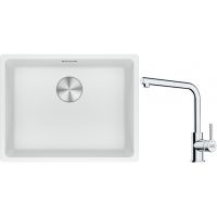 Franke Maris MRG 110-52 zlewozmywak 52x40 cm Fragranite biały polarny z baterią kuchenną Lina chrom (1250687255, 1150712420)