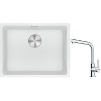 Franke Maris MRG 110-52 zlewozmywak 52x40 cm Fragranite biały polarny z baterią kuchenną Lina chrom (1250687255, 1150693230)