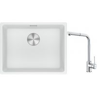 Franke Maris MRG 110-52 zlewozmywak 52x40 cm Fragranite biały polarny z baterią kuchenną Sirius Side chrom (1250687255, 1150668280)