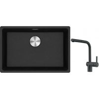 Franke Maris MRG 110-62 zlewozmywak 62x40 cm Fragranite onyx z baterią kuchenną Atlas czarna stal szlachetna (1250687257, 1150550427)