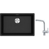 Franke Maris MRG 110-62 zlewozmywak 62x40 cm Fragranite onyx z baterią kuchenną Atlas stal szlachetna (1250687257, 1150521439)