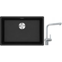 Franke Maris MRG 110-62 zlewozmywak 62x40 cm Fragranite onyx z baterią kuchenną Atlas Neo Sensor stal szlachetna (1250687257, 1150625523)