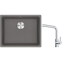 Franke Maris MRG 110-52 zlewozmywak 55x43 cm Fragranite kamienny szary z baterią kuchenną Lina chrom (1250687254, 1150693230)