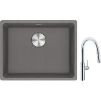 Franke Maris MRG 110-52 zlewozmywak 55x43 cm Fragranite kamienny szary z baterią kuchenną Pescara L Slide-In chrom (1250687254, 1150538940)