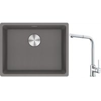 Franke Maris MRG 110-52 zlewozmywak 55x43 cm Fragranite kamienny szary z baterią kuchenną Sirius Side chrom (1250687254, 1150668280)