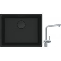Franke Maris MRG 110-52 zlewozmywak 52x40 cm Fragranite czarny mat z baterią kuchenną Atlas Neo Sensor stal szlachetna (1250697759, 1150625523)