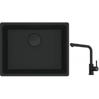 Franke Maris MRG 110-52 zlewozmywak 52x40 cm Fragranite czarny mat z baterią kuchenną Lina czarny mat (1250697759, 1150712435)