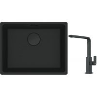 Franke Maris MRG 110-52 zlewozmywak 52x40 cm Fragranite czarny mat z baterią kuchenną Mythos czarna stal szlachetna (1250697759, 1150550441)