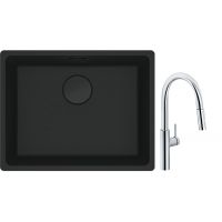 Franke Maris MRG 110-52 zlewozmywak 52x40 cm Fragranite czarny mat z baterią kuchenną Pescara L Slide-In chrom (1250697759, 1150538940)