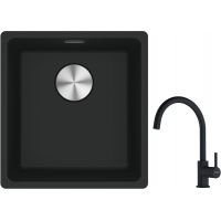 Franke Maris MRG 110-37 zlewozmywak 40x37 cm Fragranite z baterią kuchenną Lina czarny mat (1250687248, 1150626019)