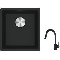 Franke Maris MRG 110-37 zlewozmywak 40x37 cm Fragranite czarny mat z baterią kuchenną Lina czarny mat (1250687248, 1150626053)