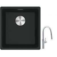 Franke Maris MRG 110-37 zlewozmywak 40x37 cm Fragranite czarny mat z baterią kuchenną Pescara L Slide-In chrom (1250687248, 1150538940)