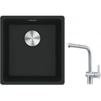 Franke Maris MRG 110-37 zlewozmywak 40x37 cm Fragranite onyx z baterią kuchenną Atlas stal szlachetna (1250687249, 1150521439)