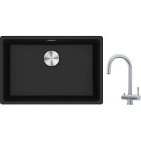 Franke Maris MRG 110-62 zlewozmywak 62x40 cm Fragranite onyx z baterią kuchenną Eos stal szlachetna (1250687257, 1200179979)