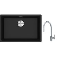 Franke Maris MRG 110-62 zlewozmywak 62x40 cm Fragranite onyx z baterią kuchenną Eos stal szlachetna (1250687257, 1150590045)