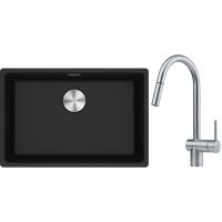 Franke Maris MRG 110-62 zlewozmywak 62x40 cm Fragranite onyx z baterią kuchenną Leda Neo stal szlachetna (1250687257, 1150590047)