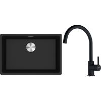 Franke Maris MRG 110-62 zlewozmywak 62x40 cm Fragranite onyx z baterią kuchenną Lina onyx (1250687257, 1150626020)