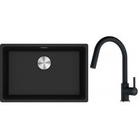 Franke Maris MRG 110-62 zlewozmywak 62x40 cm Fragranite onyx z baterią kuchenną Lina onyx (1250687257, 1150626055)