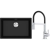 Franke Maris MRG 110-62 zlewozmywak 62x40 cm Fragranite onyx z baterią kuchenną Lina chrom/czarny (1250687257, 1150626085)