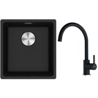 Franke Maris MRG 110-37 zlewozmywak 40x37 cm Fragranite z baterią kuchenną Lina onyx (1250687249, 1150626020)