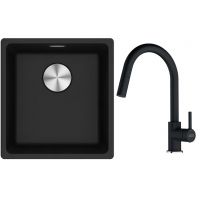 Franke Maris MRG 110-37 zlewozmywak 40x37 cm Fragranite z baterią kuchenną Lina onyx (1250687249, 1150626055)