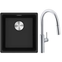 Franke Maris MRG 110-37 zlewozmywak 40x37 cm Fragranite onyx z baterią kuchenną Pescara L Slide-In chrom (1250687249, 1150538940)