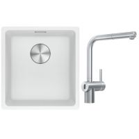 Franke Maris MRG 110-37 zlewozmywak 40x37 cm Fragranite biały polarny z baterią kuchenną Atlas Neo Sensor stal szlachetna (1250687251, 1150625523)