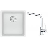 Franke Maris MRG 110-37 zlewozmywak 40x37 cm Fragranite biały polarny z baterią kuchenną Lina chrom (1250687251, 1150693230)