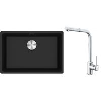 Franke Maris MRG 110-62 zlewozmywak 62x40 cm Fragranite onyx z baterią kuchenną Sirius Side chrom (1250687257, 1150668280)