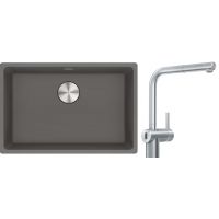 Franke Maris MRG 110-62 zlewozmywak 62x40 cm Fragranite kamienny szary z baterią kuchenną Atlas Neo Sensor stal szlachetna (1250687258, 1150625523)