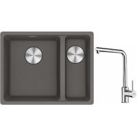 Franke Maris MRG 160-34-15SBR zlewozmywak 52x40 cm Fragranite kamienny szary z baterią kuchenną Sirius Side chrom (1250687266, 1150668280)
