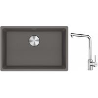 Franke Maris MRG 110-62 zlewozmywak 62x40 cm Fragranite kamienny szary z baterią kuchenną Sirius Side chrom (1250687258, 1150668280)